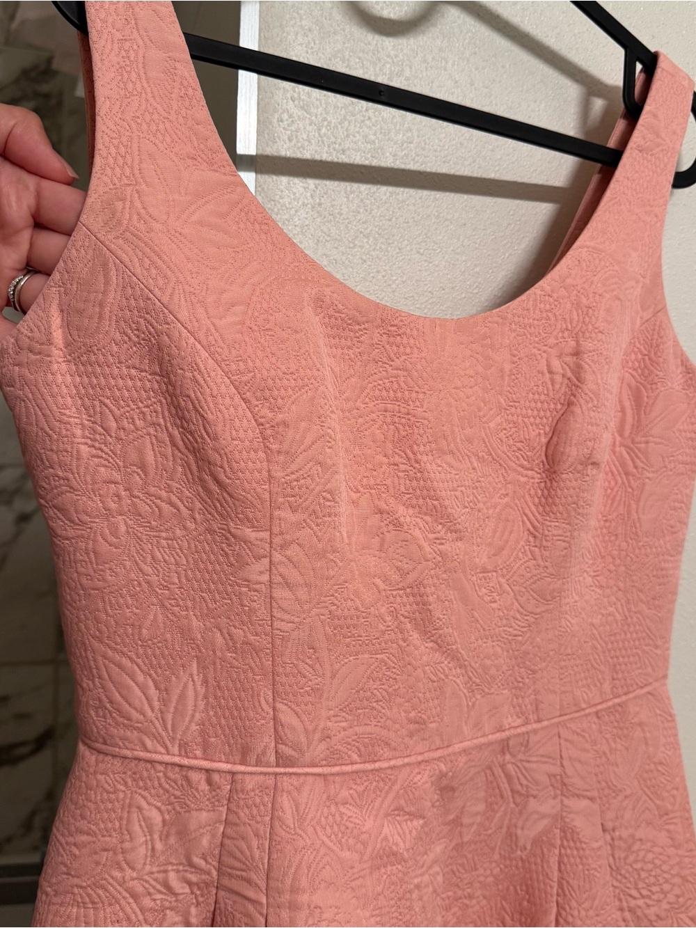 Anne Klein Peachy Pink Textured Sleeveless Fit-and-Flare Dress